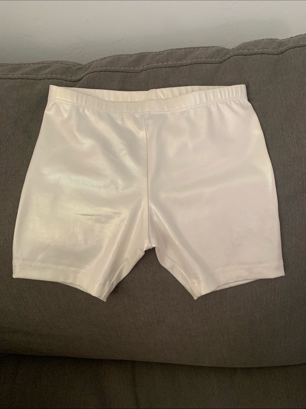 Kids High-Rise Shiny White Stretch Shorts